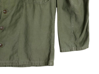50s ★ 米軍実物 US ARMY コットン サテン ユーティリティ シャツ メンズ M 程 古着 ヴィンテージ ミリタリー 軍物 筒袖 1st 初期 OG107 緑