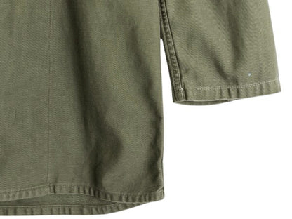 60s ★ 米軍実物 US ARMY コットン サテン ユーティリティ シャツ SMALL ヴィンテージ ミリタリー 軍物 1st 後期 筒袖 OG107 長袖シャツ 緑