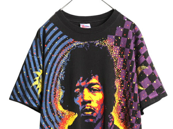 90s USA製 ★ ジミ ヘンドリックス オールオーバー プリント Tシャツ メンズ XL / バンド ロック オフィシャル シングルステッチ イラスト