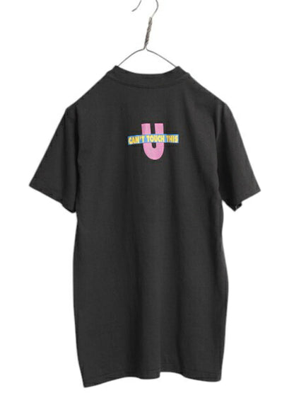 90s USA製 ★ MCハマー イラスト プリント Tシャツ メンズ M 古着 オールド ヒップホップ ラップ バンド フォト シングルステッチ 音物 黒