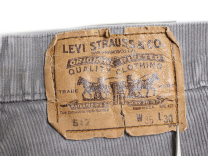 90s USA製 ★ リーバイス 517 コーデュロイ フレア パンツ メンズ 実寸 36 28 程/ オールド Levis ブーツカット スリム 細畝 アメリカ製 灰