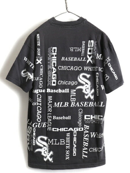 80s Champion MLB CHICAGO WHITESOX ホワイトソックス 総柄 プリント 半袖 Tシャツ (XL)