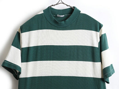 60's OHRBACH'S ワイド 太 ボーダー コットン 半袖 Tシャツ (L)