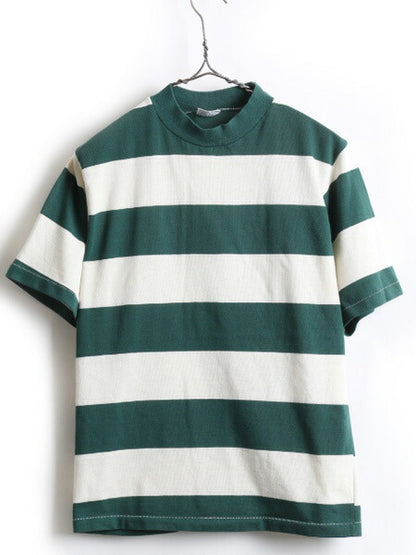 60's OHRBACH'S ワイド 太 ボーダー コットン 半袖 Tシャツ (L)