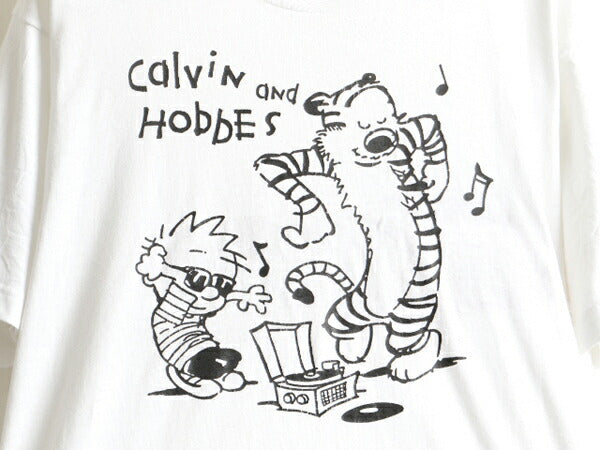 90s Calvin and Hobbes カルビンとホッブス プリント 半袖 Tシャツ (XL)