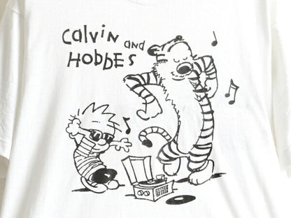 90s Calvin and Hobbes カルビンとホッブス プリント 半袖 Tシャツ (XL)