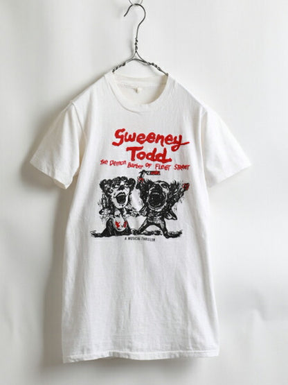 70s 希少サイズS ★ Sweeney Todd スウィーニートッド 染み込み プリント 半袖 Tシャツ ( メンズ 男性 ) 70年代 ミュージカル 映画 キャラT