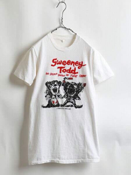 70s 希少サイズS ★ Sweeney Todd スウィーニートッド 染み込み プリント 半袖 Tシャツ ( メンズ 男性 ) 70年代 ミュージカル 映画 キャラT