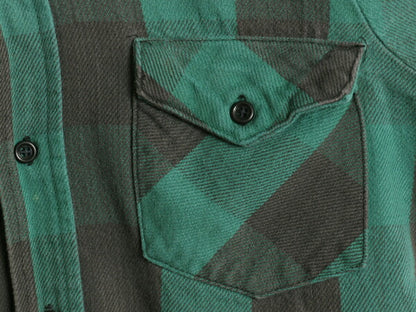 70s USA製 ★ FROSTPROOF ブロック チェック ヘビー フランネル シャツ メンズ S / ヴィンテージ 長袖シャツ ネルシャツ コットン グリーン