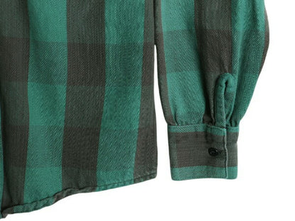 70s USA製 ★ FROSTPROOF ブロック チェック ヘビー フランネル シャツ メンズ S / ヴィンテージ 長袖シャツ ネルシャツ コットン グリーン