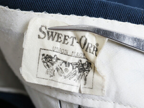 70s USA製 ★ SWEET ORR ワーク チノ パンツ 実寸 28 33 程/ 古着 ヴィンテージ ボトムス ストレート ノータック スラックス チノパン 紺