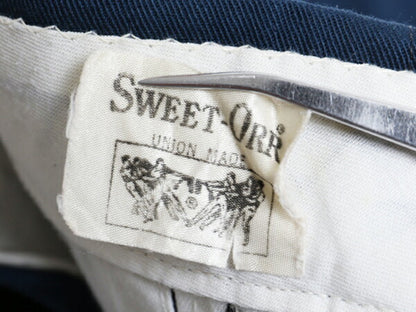 70s USA製 ★ SWEET ORR ワーク チノ パンツ 実寸 28 33 程/ 古着 ヴィンテージ ボトムス ストレート ノータック スラックス チノパン 紺