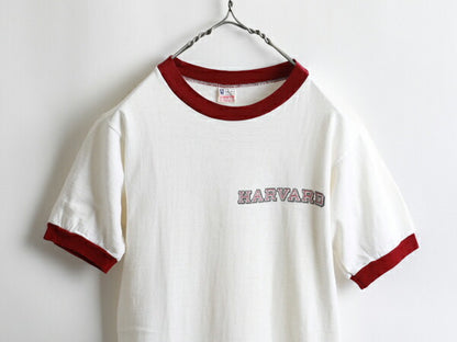 50s 希少サイズS ★ Champion チャンピオン ハーバード プリント 半袖 リンガー Tシャツ ( メンズ 男性 ) 50年代 ビンテージ ランタグ