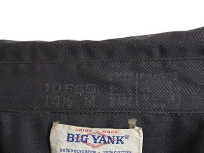 70s USA製 ★ ビッグヤンク 長袖 ワーク シャツ メンズ M 古着 ヴィンテージ ポケット付き ノーアイロン 無地 マチ付き チャコール グレー