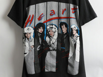 80s USA製 ★ Heart ハート ワールド ツアー プリント 半袖 Tシャツ ( メンズ 男性 L ) 80年代 オリジナル アメリカ製 バンドT ツアーT