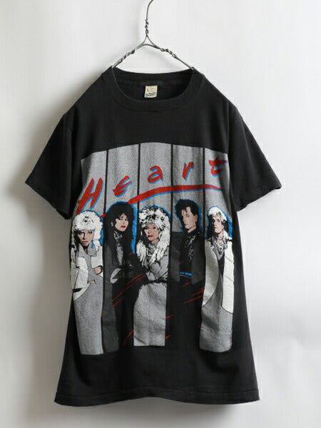 80s USA製 ★ Heart ハート ワールド ツアー プリント 半袖 Tシャツ ( メンズ 男性 L ) 80年代 オリジナル アメリカ製 バンドT ツアーT