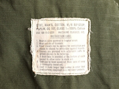 70s ★ 70年製 米軍実物 US ARMY 5th リップストップ ジャングルファティーグ ジャケット メンズ M 程/ 70年代 ヴィンテージ アーミー 4th