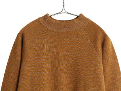 60s 70s ★ タルテックス モックネック ボーダー スウェット メンズ L / 古着 ヴィンテージ トレーナー スエット 裏起毛 シンプル 無地 茶