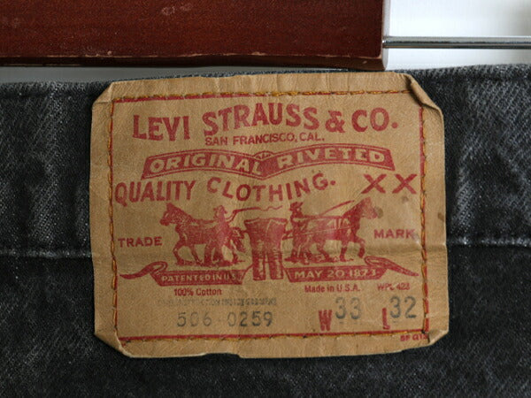 先染め 80s USA製 ★ リーバイス 506 ブラック デニム パンツ メンズ 33 32 / Levis ヴィンテージ ジーパン ジーンズ スリム テーパード 黒