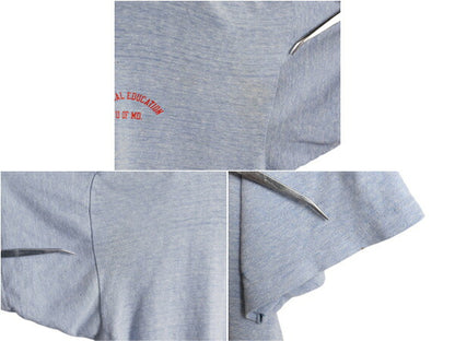 70s USA製 ★ チャンピオン カレッジ プリント 半袖 Tシャツ メンズ XL～ 小さめ L 程/ 古着 ヴィンテージ 当時物 バータグ 88 12 霜降り 青