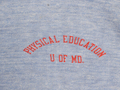 70s USA製 ★ チャンピオン カレッジ プリント 半袖 Tシャツ メンズ XL～ 小さめ L 程/ 古着 ヴィンテージ 当時物 バータグ 88 12 霜降り 青