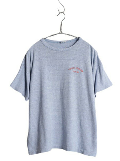 70s USA製 ★ チャンピオン カレッジ プリント 半袖 Tシャツ メンズ XL～ 小さめ L 程/ 古着 ヴィンテージ 当時物 バータグ 88 12 霜降り 青
