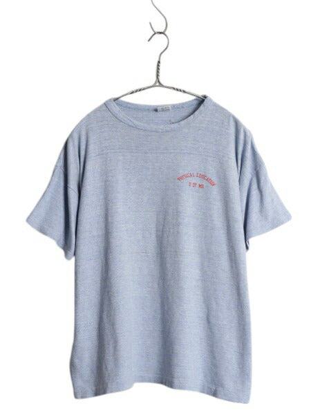 70s USA製 ★ チャンピオン カレッジ プリント 半袖 Tシャツ メンズ XL～ 小さめ L 程/ 古着 ヴィンテージ 当時物 バータグ 88 12 霜降り 青