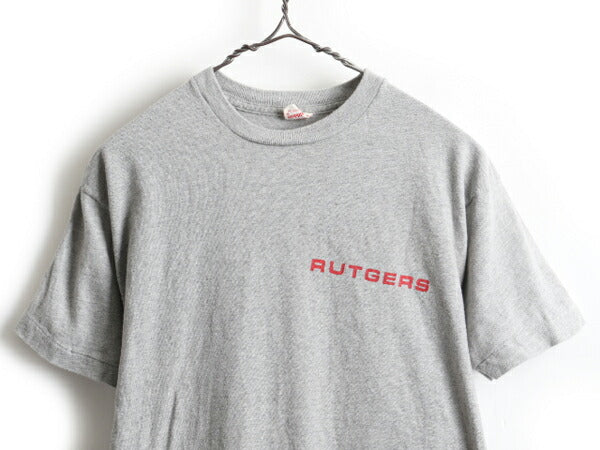 60's 70's Healthknit へルスニット Rutgers ラトガース大学 カレッジ プリント 半袖 Tシャツ (L)