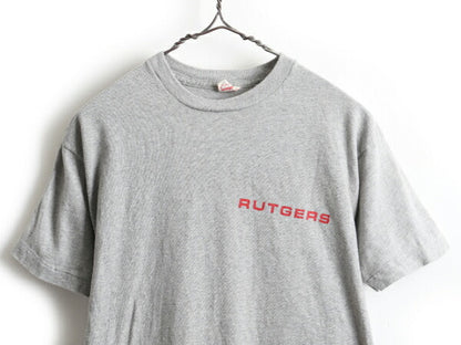 60's 70's Healthknit へルスニット Rutgers ラトガース大学 カレッジ プリント 半袖 Tシャツ (L)