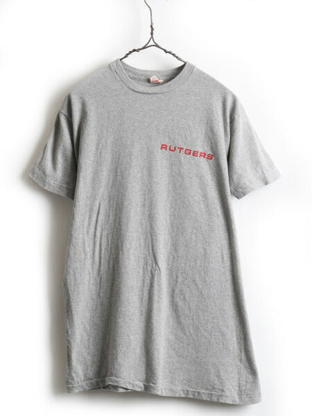 60's 70's Healthknit へルスニット Rutgers ラトガース大学 カレッジ プリント 半袖 Tシャツ (L)