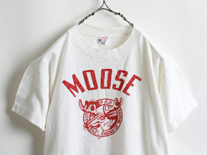 50s ★ Champion チャンピオン ランナーズ タグ MOOSE フロッキー プリント 半袖 Tシャツ ( メンズ 男性 M ) 50年代 ビンテージ ランタグ