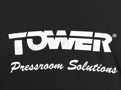 90s ★ TOWER ロゴ プリント Tシャツ メンズ XL / 古着 オールド 当時物 グラフィック 大きいサイズ 企業物 シンプル モノトーン ブラック