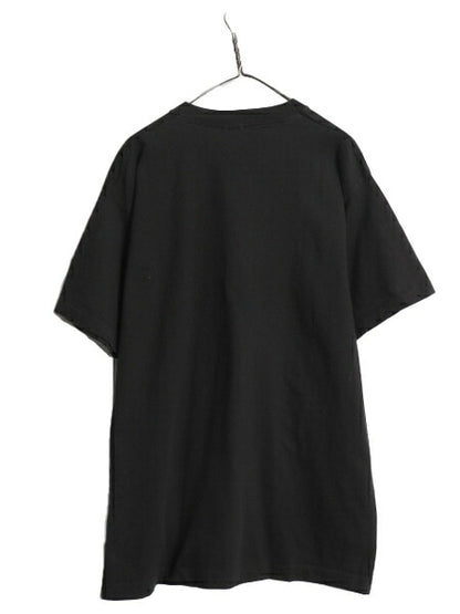 90s USA製 ★ 企業 ロゴ イラスト プリント Tシャツ メンズ XL 古着 オールド 当時物 バンド 音物 アウトドア フィッシュ グラフィック 黒