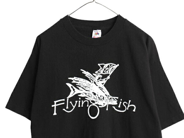 90s USA製 ★ 企業 ロゴ イラスト プリント Tシャツ メンズ XL 古着 オールド 当時物 バンド 音物 アウトドア フィッシュ グラフィック 黒