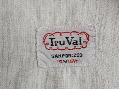 50s ★ TruVal 総柄 プルオーバー 半袖 オープンカラー シャツ メンズ M ヴィンテージ カスリ 小紋柄 ループ留め 開襟 スキッパー ボックス