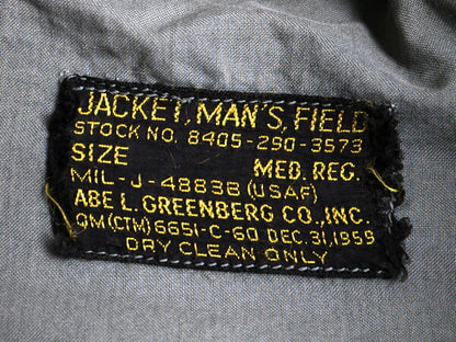 60s ビンテージ ★ 60年製 USAF 米軍実物 コットン サテン フィールド ジャケット ( MEDIUM REGULAR ) 古着 60年代 ミリタリー 空軍 黒タグ