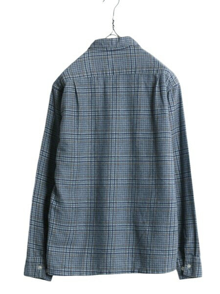 60s ★ チェック プリント フランネル 長袖 シャツ メンズ S 古着 60年代 ヴィンテージ 長袖シャツ ネルシャツ ネル ボックス ポケット付き
