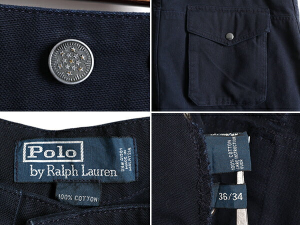 90s ★ ポロ ラルフローレン ファイヤーマン タイプ コットン ダック パンツ メンズ 36 30 古着 90年代 オールド POLO フック 13スター 紺