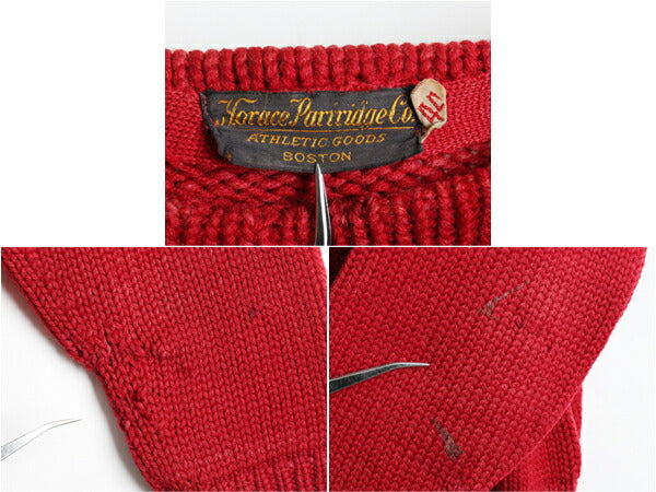 30's Horace Partridge Co ホーレスパートリッジ ボートネック ウール ニット レタード セーター (44)
