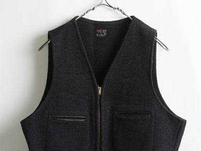 50's ビンテージ ★ JACK-VEST ジャックベスト フルジップ ウール ワーク ベスト ( メンズ 男性 38 ) 50年代 ヴィンテージ ネイビー 古着