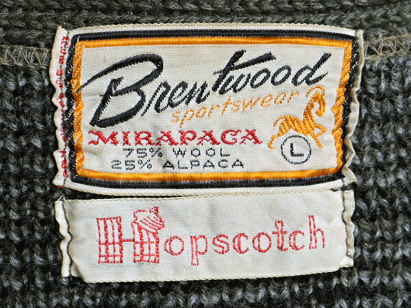 60s ★ BRENTWOOD アーガイル ウール アルパカ 長袖 ニット カーディガン メンズ L / 古着 ビンテージ 60年代 セーター 毛足 ポケット付き