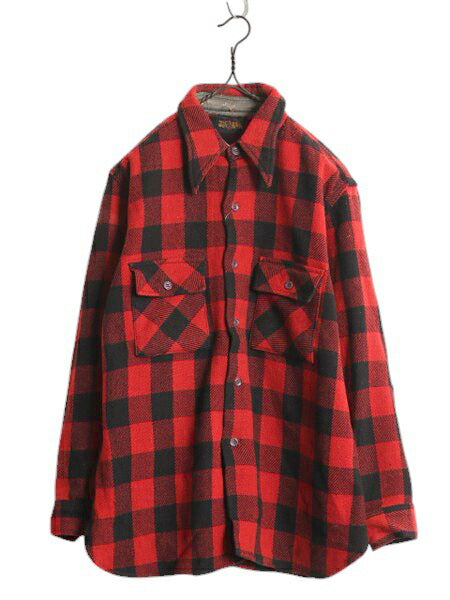 40s ★ BIGYANK マチ付き ブロック チェック ウール シャツ メンズ M 程 / ヴィンテージ ビッグヤンク 長袖シャツ CPO ワーク バッファロー