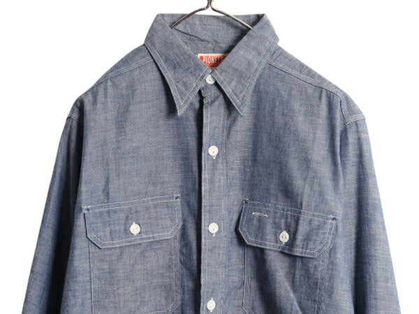 デッドストック 40s ★ パイオニア マチ付き シャンブレー シャツ 15 メンズ XL 程/ 新品 ヴィンテージ 100% コットン モンゴメリーワード
