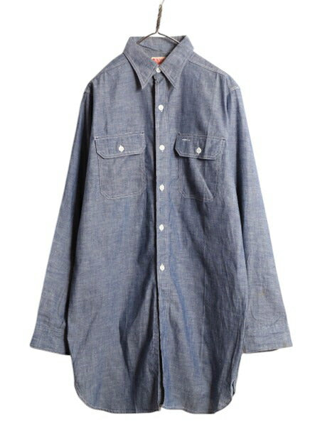 デッドストック 40s ★ パイオニア マチ付き シャンブレー シャツ 15 メンズ XL 程/ 新品 ヴィンテージ 100% コットン モンゴメリーワード