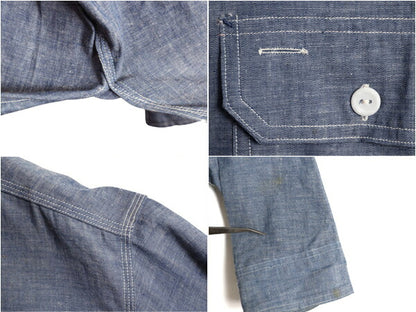 デッドストック 40s ★ パイオニア マチ付き シャンブレー シャツ 15 メンズ XL 程/ 新品 ヴィンテージ 100% コットン モンゴメリーワード