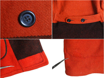 30s ★ CARSS MACKINAW ダブルブレスト マッキーノ コート メンズ M / ヴィンテージ ボーダー ブランケット ウール ダブル ジャケット 赤