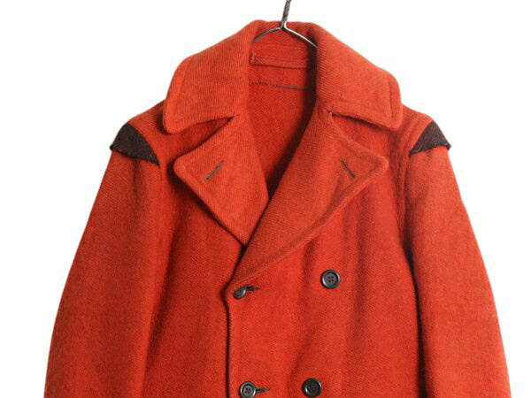 30s ★ CARSS MACKINAW ダブルブレスト マッキーノ コート メンズ M / ヴィンテージ ボーダー ブランケット ウール ダブル ジャケット 赤