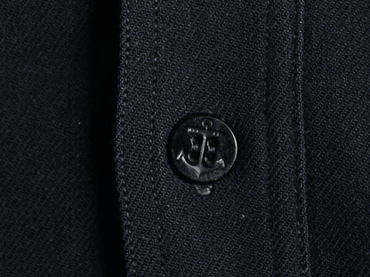 40s ★ 米軍実物 USN ネイビー 片ポケ CPO シャツ メンズ S 程 古着 ヴィンテージ ミリタリー NAVY 海軍 ウール 無地 紺 マチ付き ダブル襟