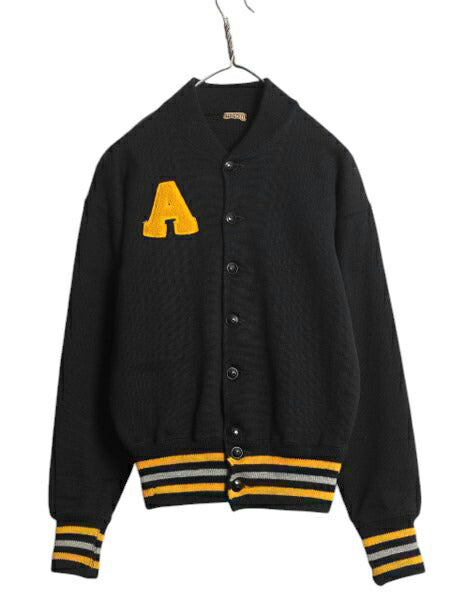 40s ★ 米軍実物 USMA カデット ジャケット メンズ S / ヴィンテージ WEST POINT A-1 ウール ニット ボタン スタジャン サガラ ワッペン 黒