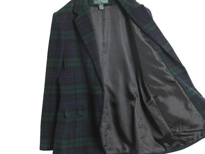 90s ローレン ラルフローレン テーラード ジャケット レディース XL / オールド ポロ ウール カシミヤ ブラックウォッチ ブレザー きれいめ